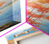 River Wall Art, Fall Art, Trees Wall Art, Landscape Art, Sunset Wall Art, Canvas Print, Wall Art, Vertical Art, Home Wall Decor, Office Art