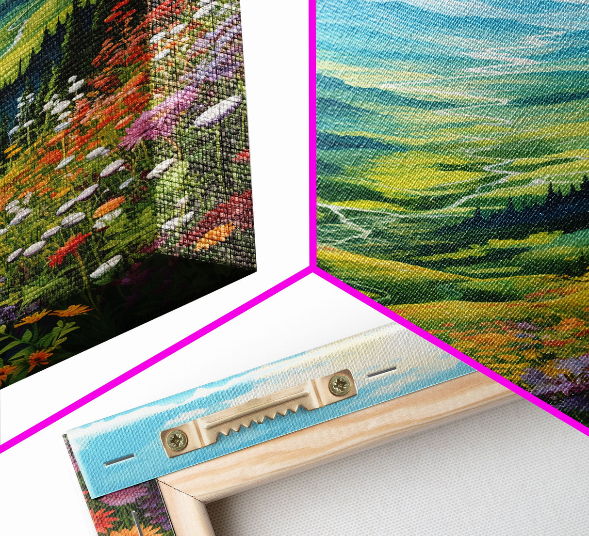 Wildflower Meadow, Mountains Wall Art, Landscape Art, Spring Decor, Canvas Print, Wall Art, Vertical Art, Living Room Wall Art, Hostess Gift