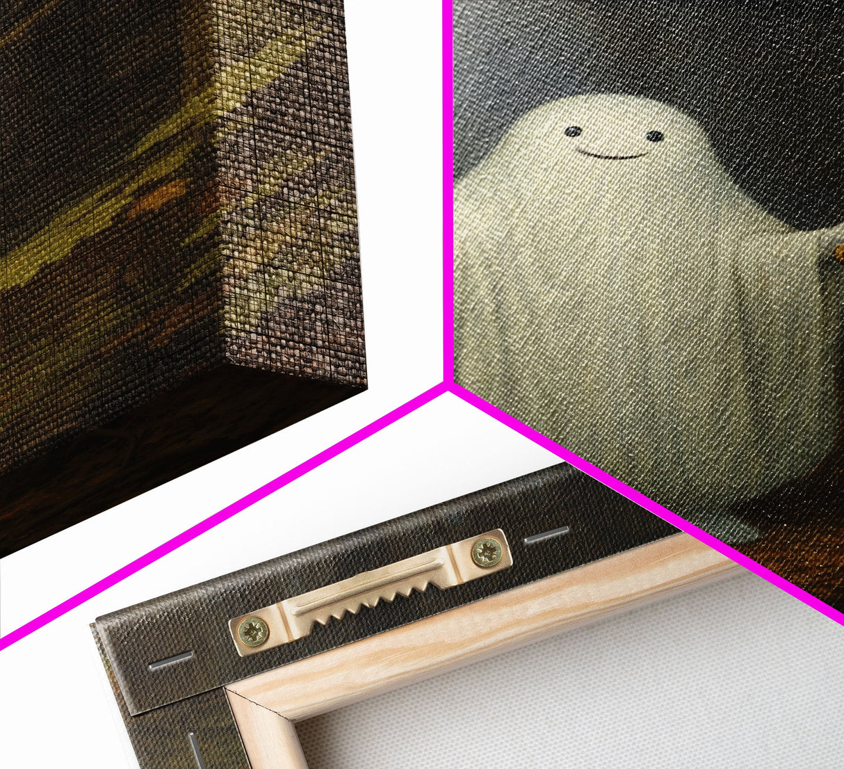 Goofy Ghost In The Rain,  Vintage Halloween Canvas, Framed Canvas Print, Cute Wall Art, Who's Haunting Who?