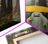 Happy Ghost In The Rain,  Vintage Halloween Canvas, Framed Canvas Print, Cute Wall Art, Who's Haunting Who?