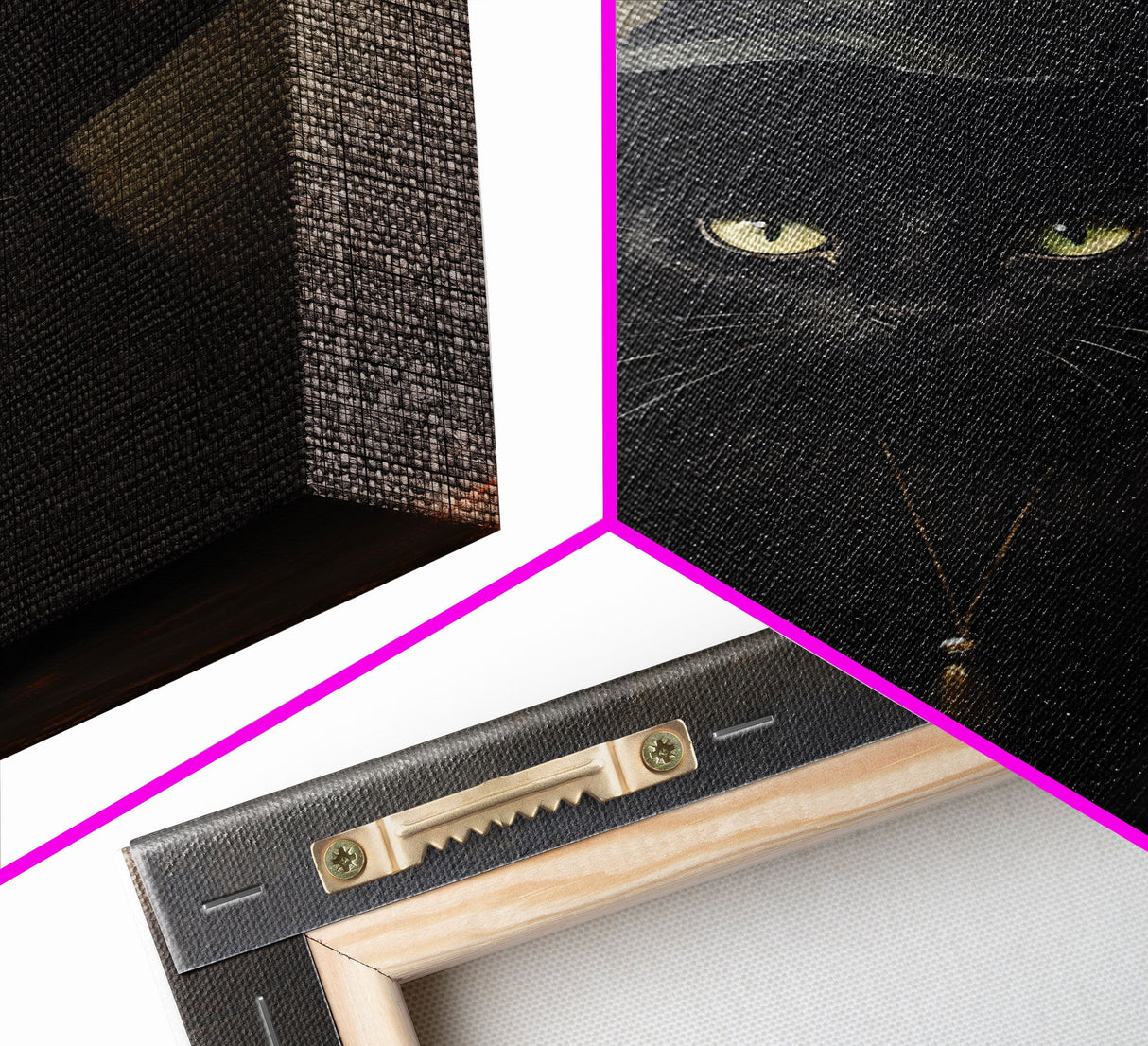 Cute Witch's Familiar Cat Halloween Art, Cat Witch, Cat Painting, Cute Cat Print, Halloween Decor, Black Cat Print, Framed Canvas / Canvas