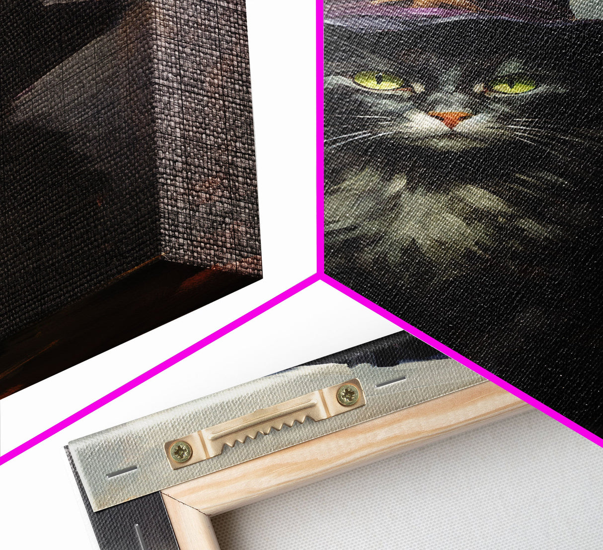 The Wizard Cat, Framed Canvas Print, Dark Academia Halloween Art, Victorian Cat Oil Painting, Goth Halloween Decor