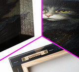 Victorian Cat Portrait, Framed Canvas Print, Oil Painting, Halloween Decor, Cute Halloween Wall Art, Funny Halloween Decor