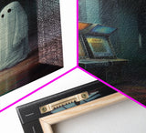 Ghost in an Abandoned Arcade, Nostalgia Canvas, Art Canvas Print, Dark Academia, Gothic Retro, Game Room Art, Halloween Decoration