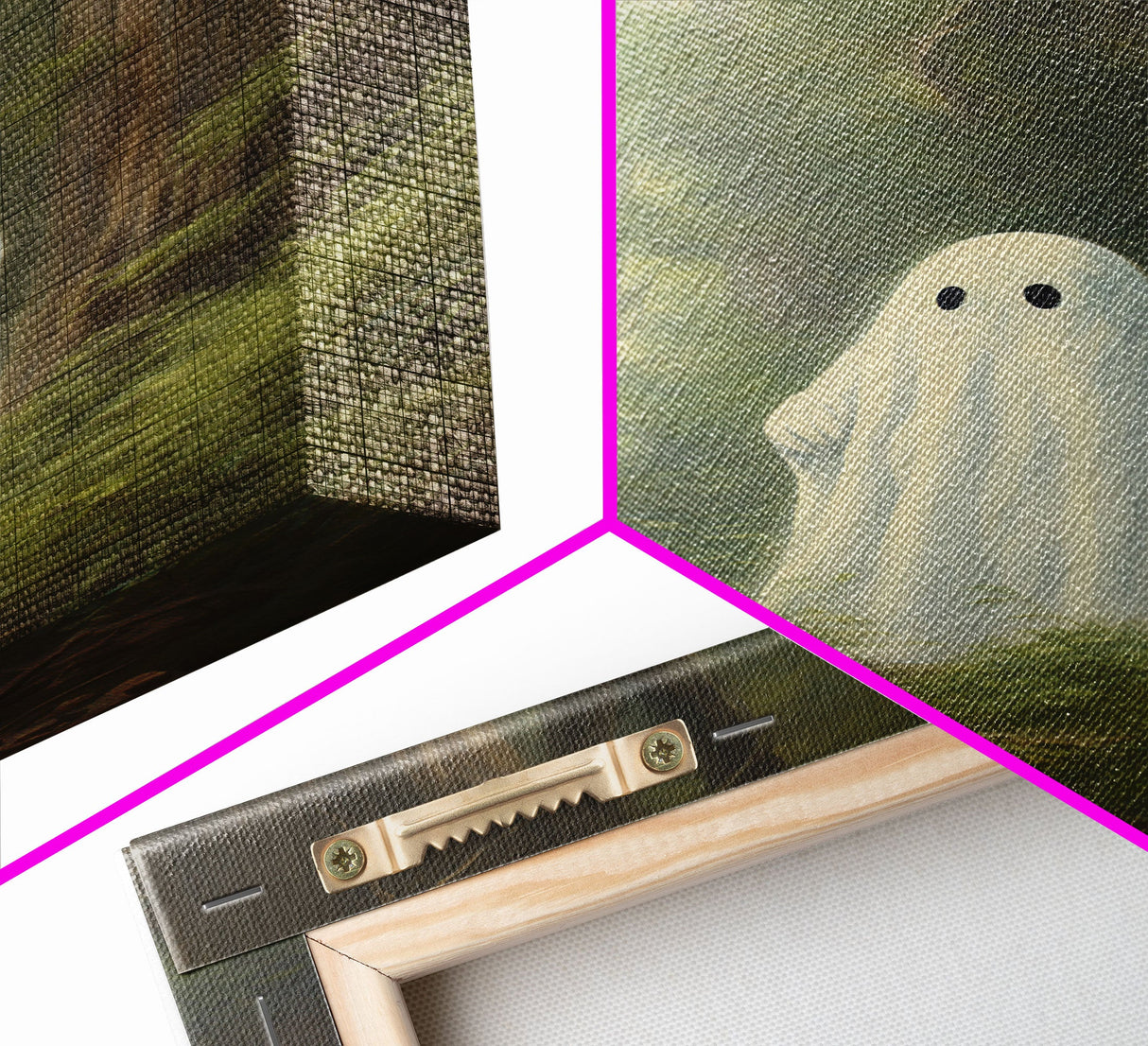Cute Little Ghost In The Forest, Gothic Victorian Haunted Art, Dark Academia, Framed Canvas or Canvas Art, Cool Wall Art, Halloween Decor