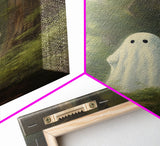 Cute Little Ghost In The Forest, Gothic Victorian Haunted Art, Dark Academia, Framed Canvas or Canvas Art, Cool Wall Art, Halloween Decor