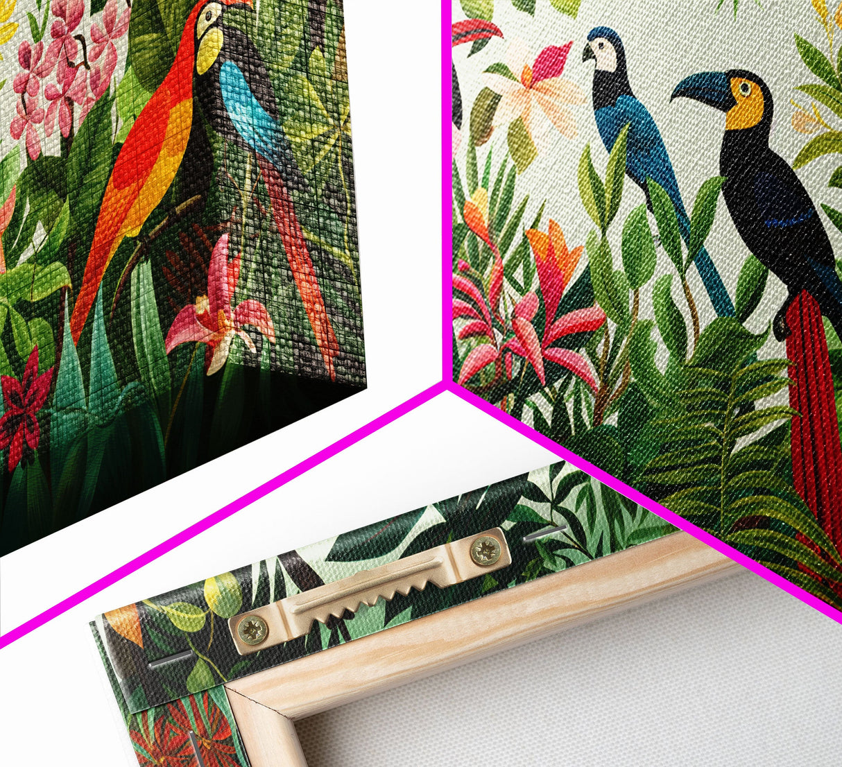 Tropical Wall Art, Birds Print, Animal Wall Art, Canvas Print, Wall Art, 3 Piece Wall Art, Jungle Print, Gaming Wall Decor, Kitchen Wall Art