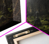 The Haunted Cemetery, Moody and Gloomy Art, Framed Canvas or Poster, Victorian Oil Painting, Dark Academia, Graveyard At Midnight