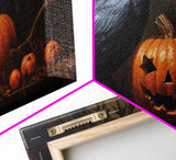 Spooky Crow Print, The Raven and The Jack O Lantern, Halloween Wall Art, Victorian Oil Painting, Dark Academia, Goth Art