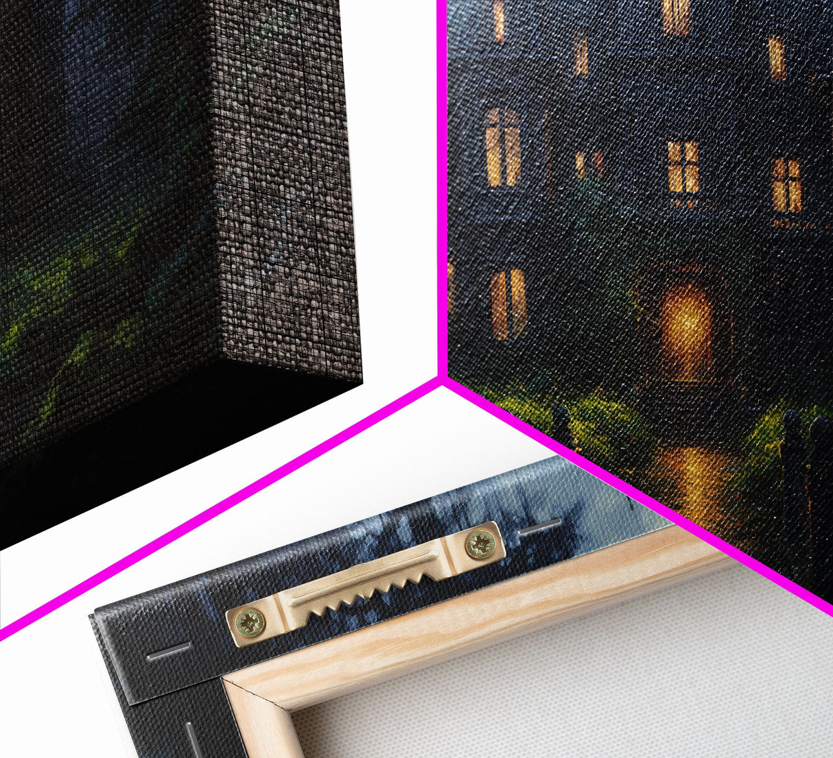 The Haunted House, Spooky Halloween Art, Haunted Victorian Mansion Framed Canvas Print, Horror Prints