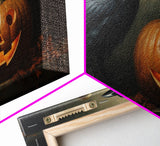 Halloween Decor, Spooky Crow Print, The Raven and The Jack O Lantern, Halloween Wall Art, Victorian Oil Painting, Dark Academia, Goth Art