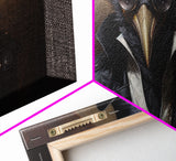 Steampunk Raven Plague Doctor, Dark Decor, Framed Canvas print, Halloween Art Prints, Spooky Victorian Oil Painting Print, Halloween Decor