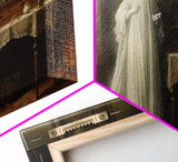 Sheet Ghost Wall Art, Framed Canvas Print, halloween decor, Halloween wall art,  ghost print, dark academia, victorian oil painting