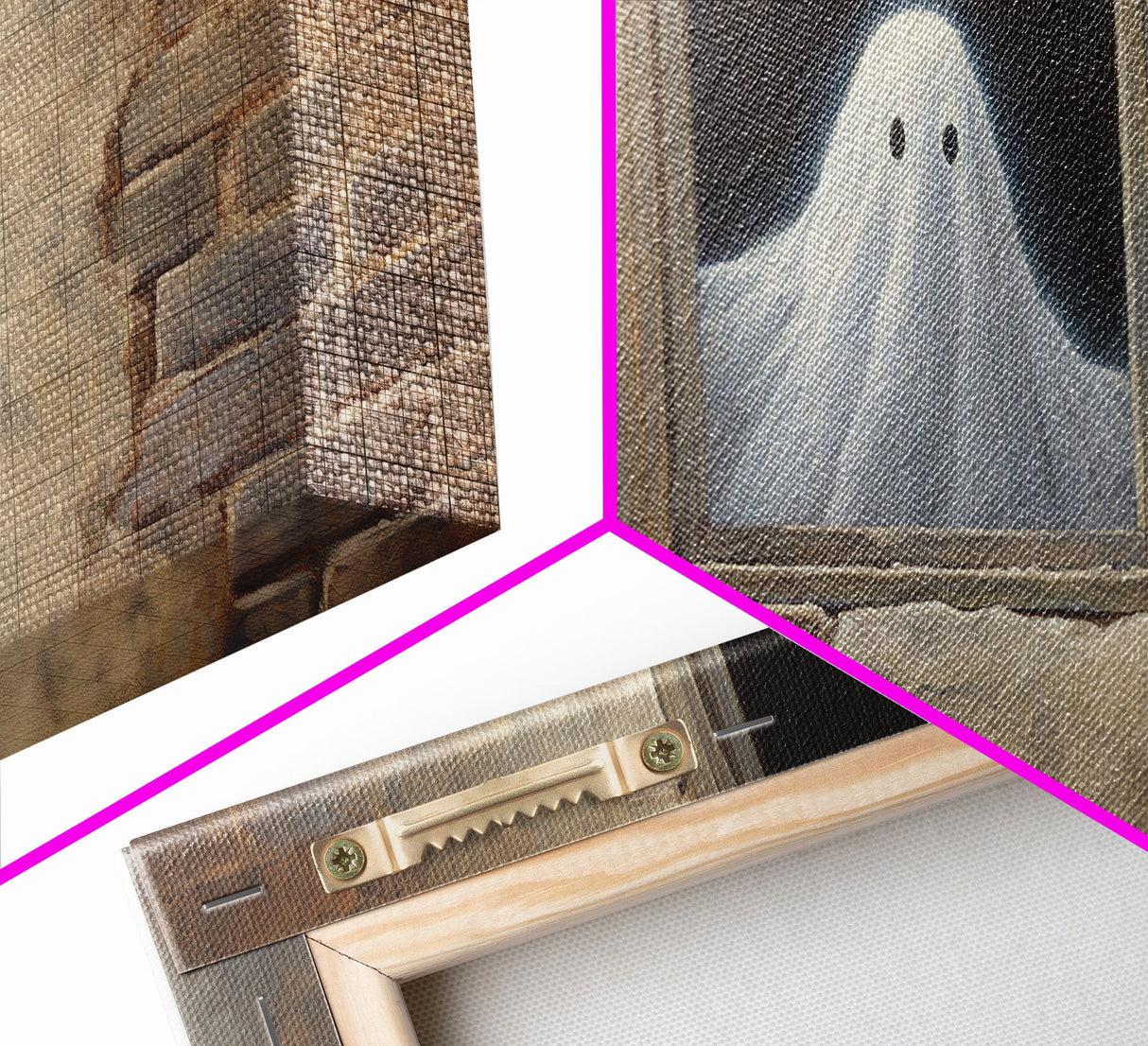 The Ghost In The Window, Funny Halloween Art, Ghost Print, Framed Canvas Art