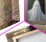 The Ghost In The Window, Funny Halloween Art, Ghost Print, Framed Canvas Art