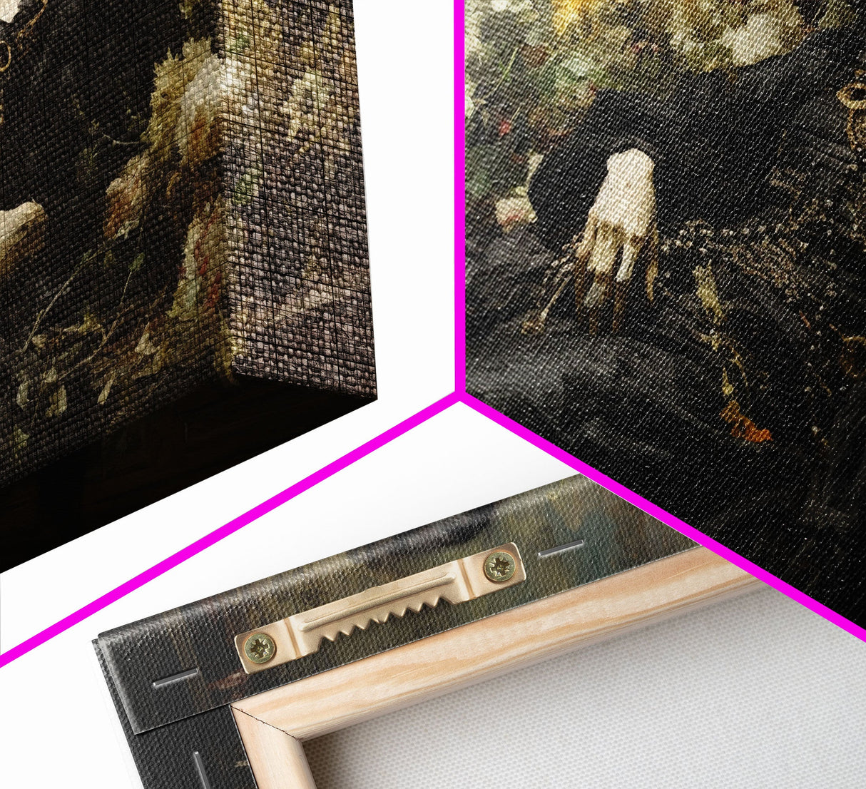 I'll Just Take A Quick Nap, Framed Canvas Print, Creepy Victorian Oil Painting, Halloween Art Prints, Skeleton Painting