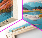 Mount Rainier National Park Washington Travel Art, National Park Print, Minimalist Travel Art, Midcentury Modern Style Landscape Painting