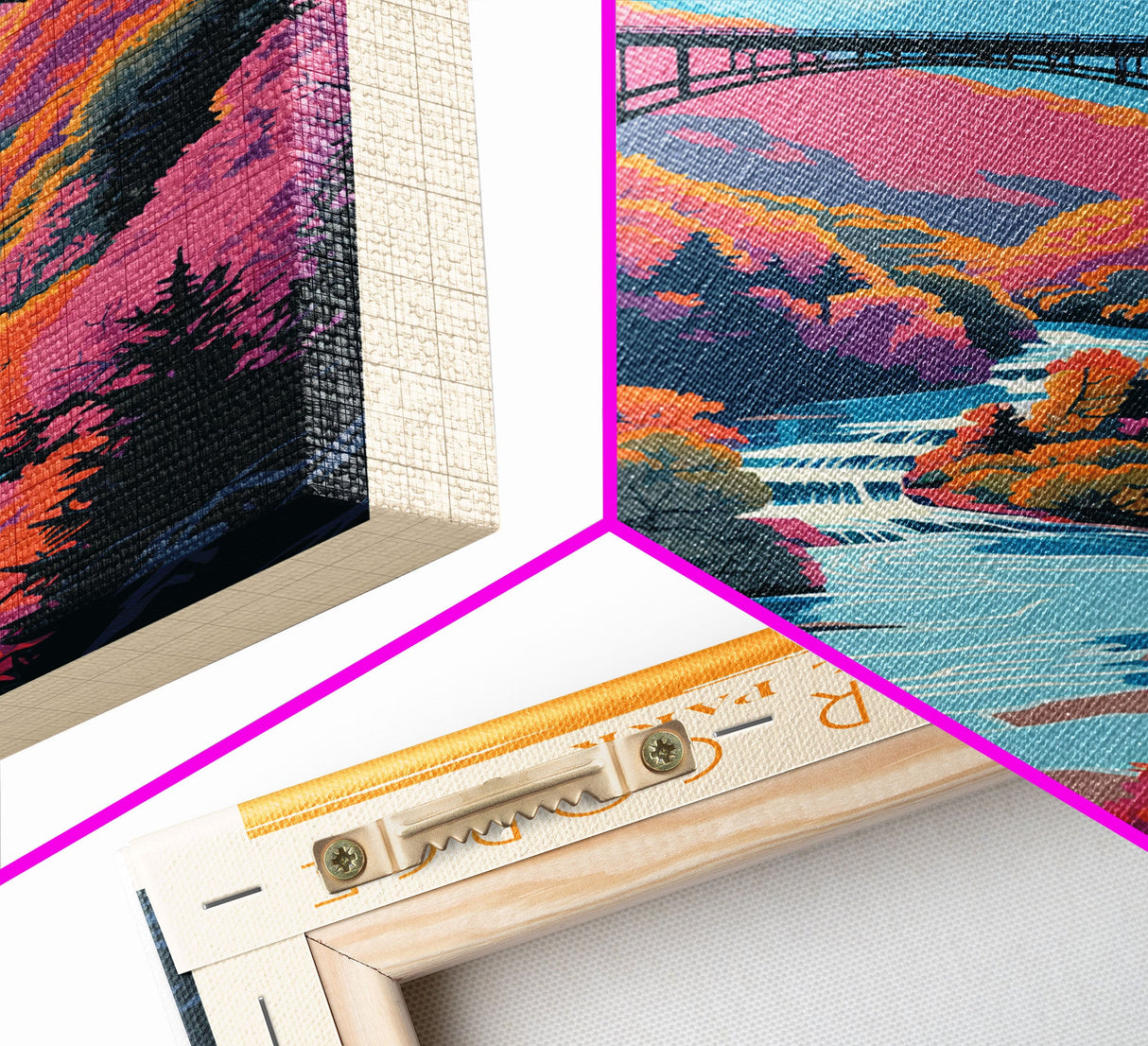 New River Gorge National Park Travel Art, National Park Print, Minimalist Travel Art, Midcentury Modern Style Landscape Painting