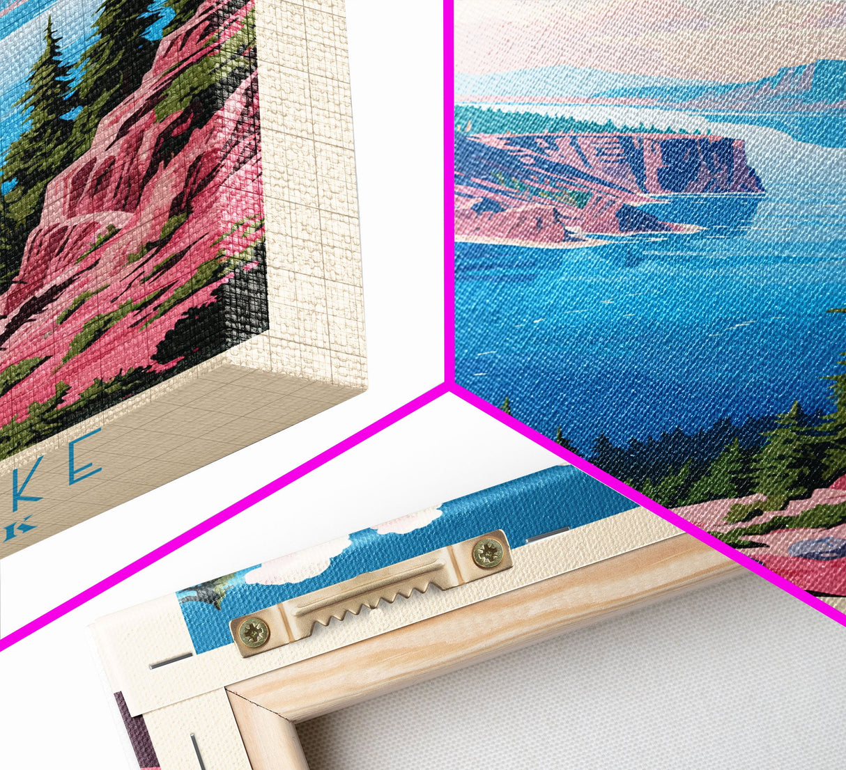 Crater Lake National Park Oregon Travel Art, National Park Print, Minimalist Travel Art, Midcentury Modern Style Landscape Painting