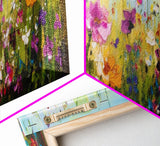 Framed Canvas Print of Original painting, Large wall art, Boho wall décor, Flower painting, Home decor, Modern art, Bedroom decor, Panoramic