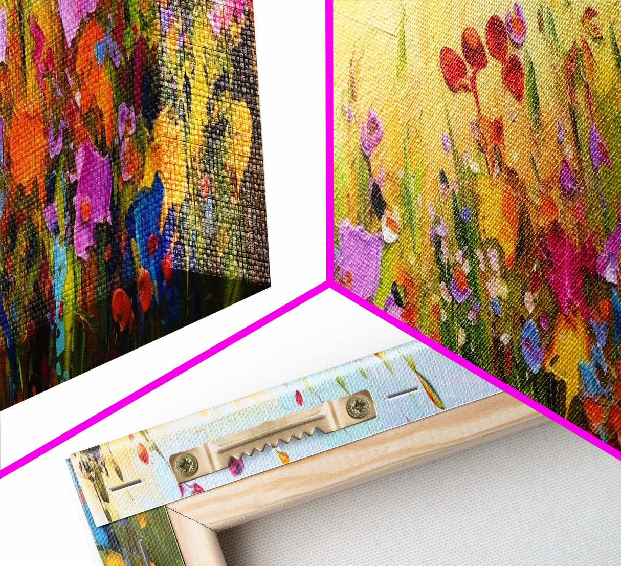 Framed Canvas Print of Original painting, Large wall art, Boho wall décor, Flower painting, Home decor, Modern art, Bedroom decor, Panoramic