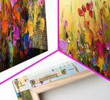 Framed Canvas Print of Original painting, Large wall art, Boho wall décor, Flower painting, Home decor, Modern art, Bedroom decor, Panoramic