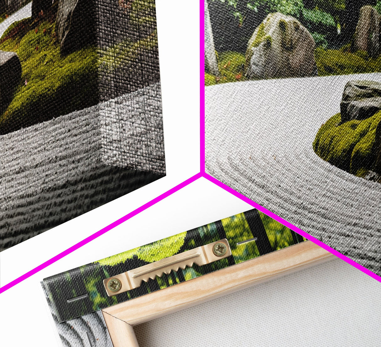 Zen Garden Art, Framed Canvas Print, Meditation Center Wall Decor, Lobby Art, Entryway Decor, Calming Meditation Art
