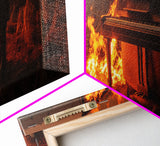 Urban Decay, Street Punk Art, Framed Canvas Print, Burning Grand Piano In A Field at Sunset, Dystopian Decor