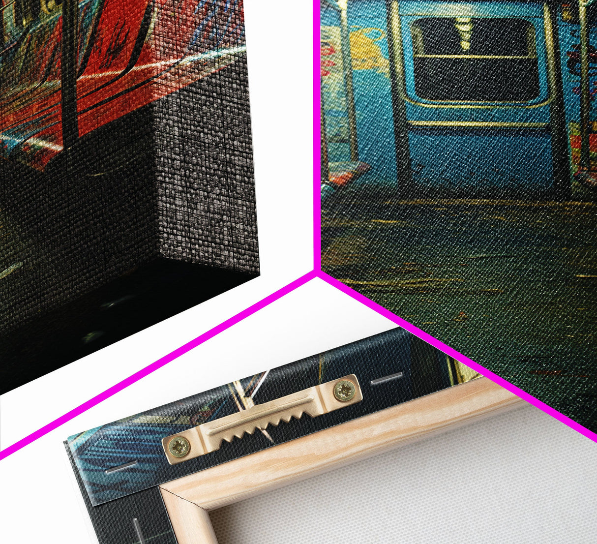 Urban Decay, Abandoned Subway Car Photography Framed Canvas Print, 1970s NYC Subway Car, Graffiti Art