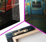 Urban Decay, Abandoned Subway Car Photography Framed Canvas Print, 1970s NYC Subway Car, Graffiti Art