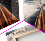 Leaving Italy In the Rear View, Nautical Decor, Framed Canvas Print, Speed Boat Photography Print, Vaporwave Aesthetic