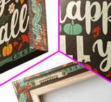 Happy Fall Y'all Typography Art, Rustic Farmhouse Decor, Framed Canvas Print, Canvas Sign, Fall Sign, Thanksgiving Sign Primitive Wall Art