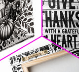 Give Thanks With A Grateful Heart Modern Farmhouse Wall Decor, Dining Room Wall Sign Kitchen Decor Large Framed Canvas Print, Fall Wall Art