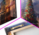 Christmas Decor Handmade, Framed Canvas Print, Beautiful Winter Wonderland Christmas Village, Christmas Tree Art