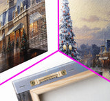 Christmas Decor Handmade, Framed Canvas Print, Beautiful Winter Wonderland Christmas Village, Christmas Tree Art