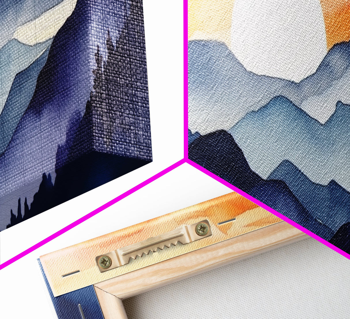 Midcentury Modern Watercolor Painting of a Mountain Sunset, Large Canvas Print, Mountain Artwork, Guest Room Art, Mountain Print, Panoramic
