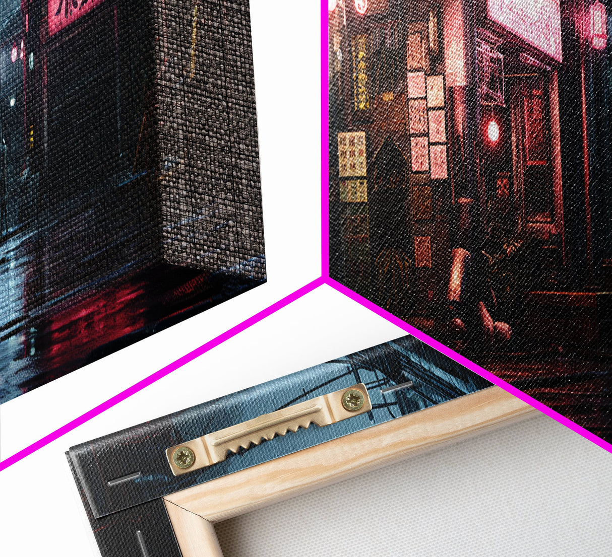 Panoramic Tokyo Streets Wall Art, Framed Canvas Print, Retro Style Japanese Painting, Winter Decor, Panoramic Art, office décor, room décor