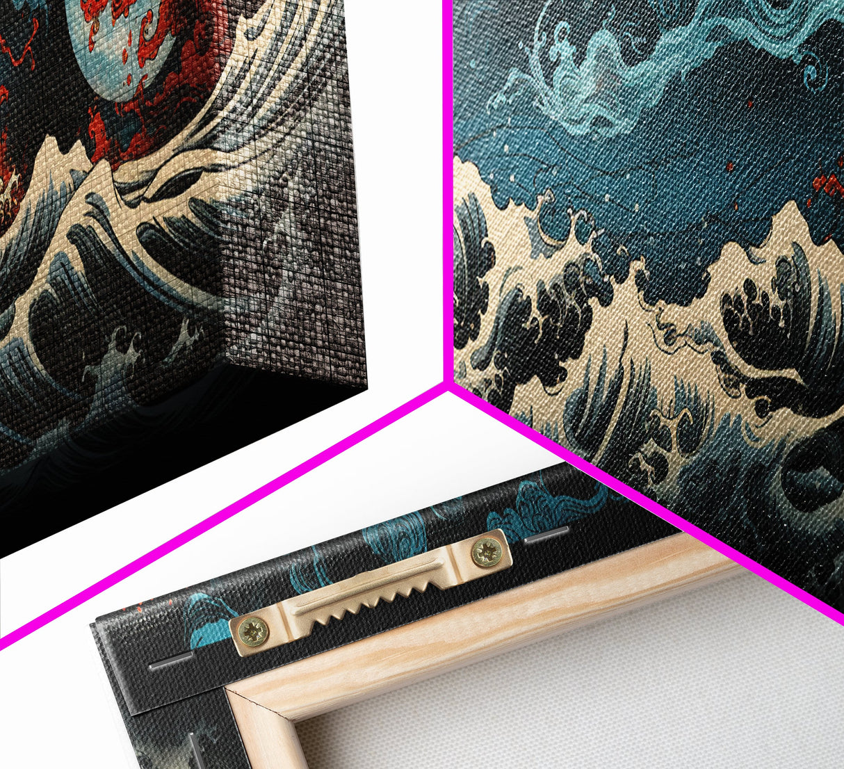 Hokusai Inspired Wall Art, Framed Canvas Print, Japanese Inspired Wall Art, Gift For Him, Minimalist Art, Wall Decor