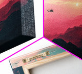 Fire Response - Blackhawk Helicopter Over The Mountains - Southern California - Framed Canvas Print, Synthwave Style Military Art