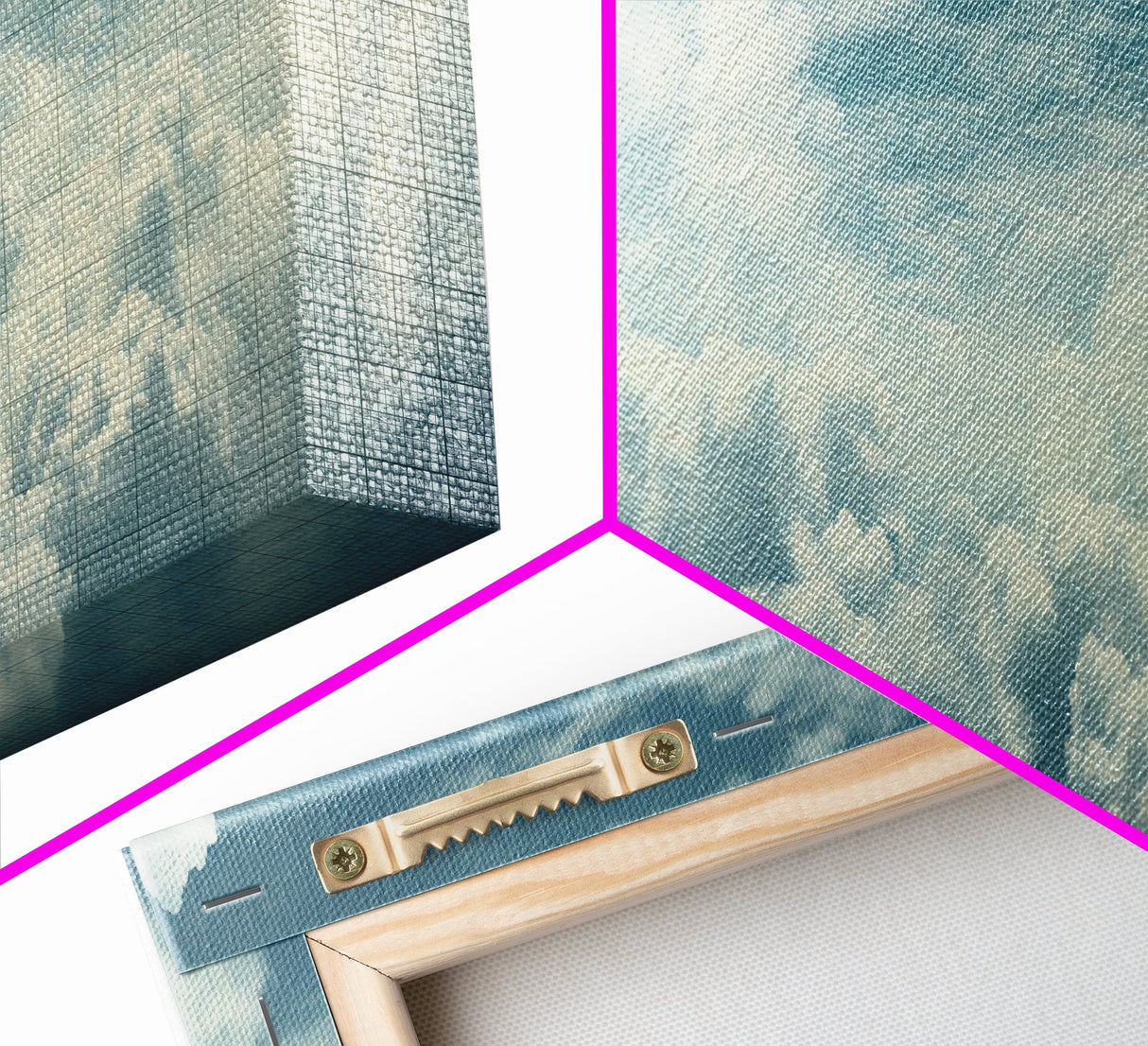 Panoramic Framed Canvas Wall Art Set Pastel Cloud Blue Sky Nature Landscape Prints Minimalist Modern Art Nature Wall Decor Framed Canvas