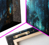 Fantasy Forest Print - Lightning Bugs Light Up The Forest At Night - Framed Canvas Print - Beautiful Fantasy Art - Framed Wall Art Fireflies