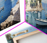The Italian Coast - Framed Canvas Print - Beautiful Wall Art - Nautical Decor - Italian Painting Print - Sunset in Italy