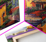 Framed Canvas Print Tall Art Mexican Style Scenic Steps Lined With Colorful Flowers And Architecture