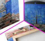 Change3 Mexican Wall Art, Colorful Mexican Door Architecture Painting Framed Canvas Print, Traditional Hacienda Architecture, Ready To Hang