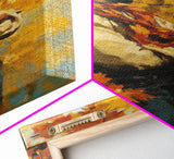 Cowboy Walking in Winter Forest at Sunset Canvas Print, Seasonal Western Wall Art, Rustic Christmas Wall Decor, Vibes, Framed Canvas Print