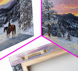 Large Cabin Winter Scene Framed Canvas Print Perfect Wall Art Home Decor, Rustic Christmas Art, Winter Art Print Gift Seasonal Wall Decor