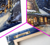 Cozy Snowy Christmas Cabin Scene Canvas Print | Winter Wonderland Christmas Wall Art | Rustic Christmas Decor | 2024 Holiday Art Gift