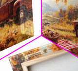 Fall Picnic Afternoon Framed Canvas Print, Rustic Farmhouse Decor, Autumn Country Landscape Art, Modern Farmhouse Wall Art, Seasonal Gift