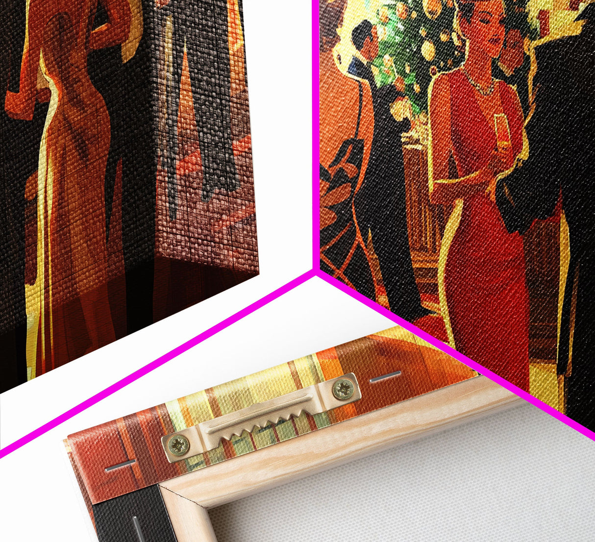 Vintage Christmas Shopping Framed Canvas Print, Retro Holiday Decor, Christmas Tree Scene Art, Vintage Christmas Home Decor, Best Gift Idea