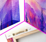 Purple Mountain Painting Framed Print, Canvas Art, Panoramic Extra Wide Wall Art